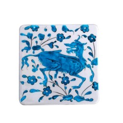 İznik Seramik Kare Tabak - Hayvan Desenli