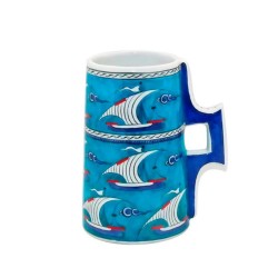 İznik Maşrapa - Turkuaz Zemine Kalyon Desenli İznik Maşrapa - Turkuaz Zemine Kalyon Desenli