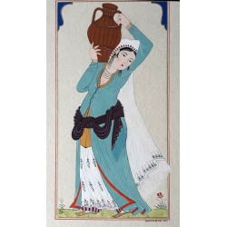 Testi Taşıyan Kadın - Tezhip