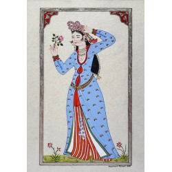 Güllü ve Karanfilli Kadın - Tezhip