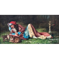 Kediler ve Sultan - Yağlıboya